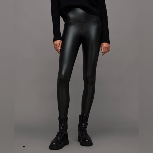 All Saints Cora High-Rise Skinny Fit Faux Leather Leggings Womens Size 6 - Picture 1 of 7